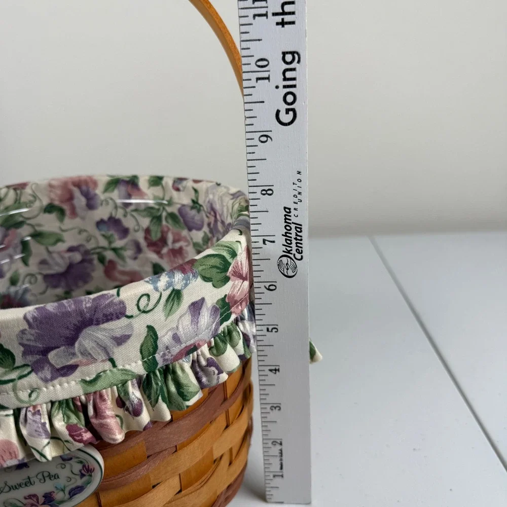 Vintage Longaberger 1996 Sweet Pea Basket Floral Liner Plastic Liner Cottagecore